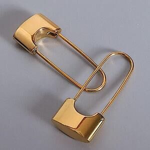 Gold Lock Safety Pin Earrings, Minimalist, Dainty, Gift For Teenager